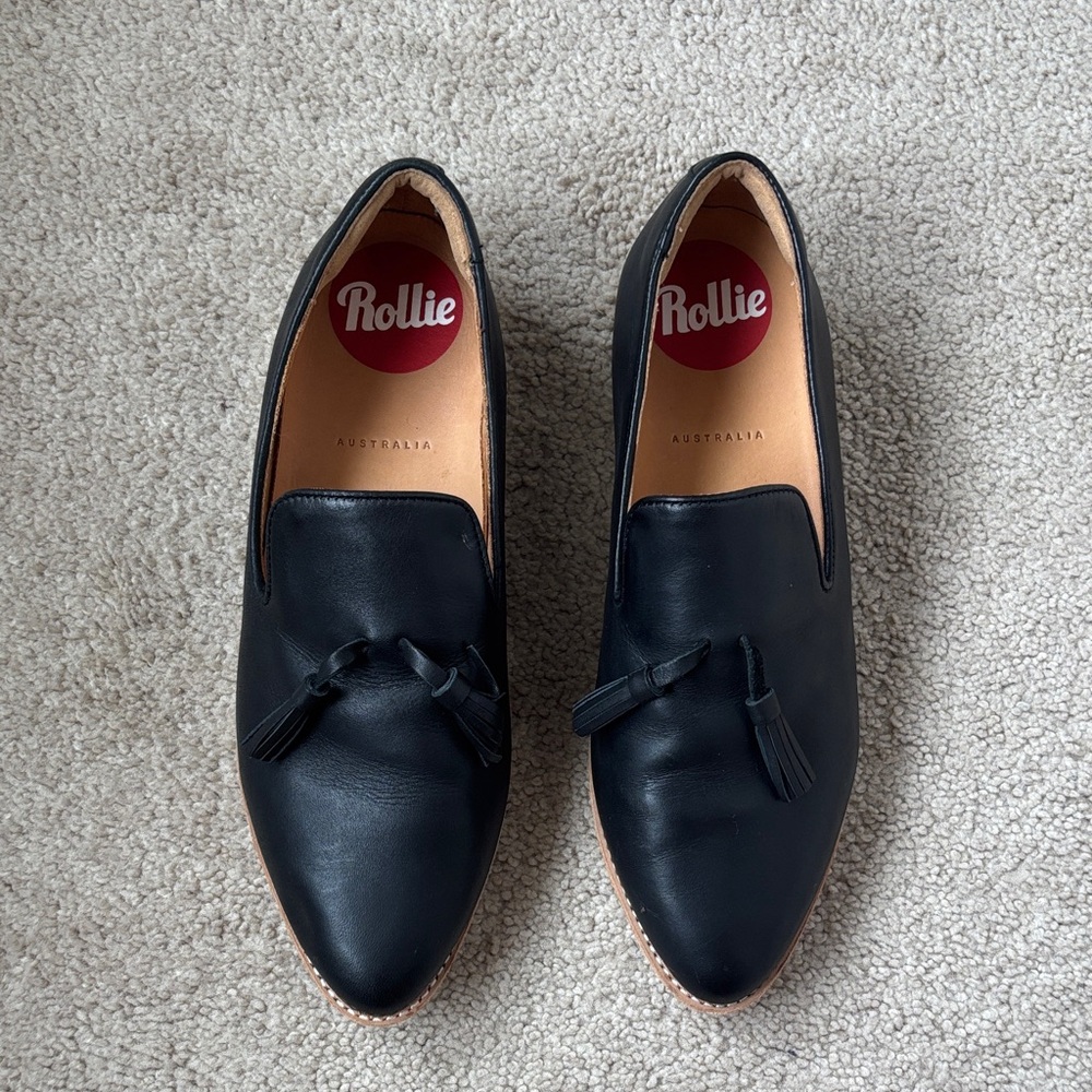 Rollie Women's Black Leather Loafers